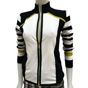 Belldini Striped Jacket ColorBlock Fitted Bedazzled Zip Preppy Academia Athlesia
